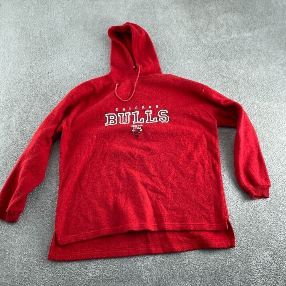 Vintage Chicago Bulls Red Hooded Sweatshirt By Pro Edge XL 0685